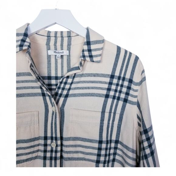 MADEWELL Oversized Boyfriend Swing Shirt in Windowpane - Size Small - Picture 5 of 6